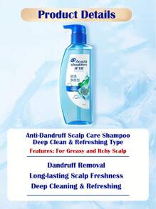Head & Shoulders Anti-Dandruff Scalp Care Shampoo - Deep Cleansing & Refreshing Type - 1Pc 360g/12.7oz, 72-Hour Refreshing And Anti-Dandruff, Fresh And Comfortable, Odor Control, Relieving Scalp Itching, Wipe Away Oil And Dirt , Contains Cooling Mint Essence And Water-Soluble Fruit Acid Essence, Gentle And Non-Irritating, For All Hair Types, Sensitive Scalp, For Daily Use