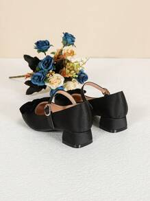 1 Pair Fashionable Square Toe Stiletto Heel Pumps, Versatile And Suitable For All Seasons - Black - View 5