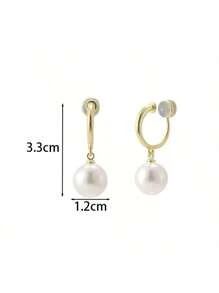 1 paire de boucles d'oreilles à créoles en faux perles , boucles d'oreilles clip-on avec des boucles d'oreilles en silicone élégantes haut de gamme, cadeau d'anniversaire pour les femmes