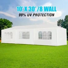 10x30' Wedding Party Canopy Tent Outdoor Gazebo With 8 Removable Sidewalls - White - View 8