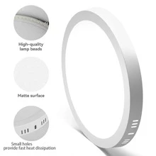 CANMEIJIA 1 件明亮高显示 LED 吸顶灯，现代风格白色吸顶灯，110V 220V LED 房间灯，强电安装，卧室装饰灯，适用于客厅、厨房、餐厅、走廊、商场 - 明裝面板燈 - 查看 6