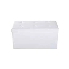 HOMCOM Folding Faux Leather Storage Cube Ottoman Bench Seat PU Rectangular Footrest Stool Box (Cream White) - Cream - View 7