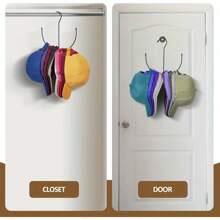 1 Piece Durable Stainless Steel Hat Rack - Multifunctional Hanging Hat Storage Rack, Space-Saving Design, Can Hold 20+ Baseball Caps, Easy To Install, Suitable For Wardrobe And Door - 黑色 - 查看 4