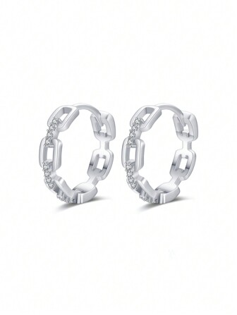 1 par de pendientes de cadena de plata de ley 925 de moda, joyería elegante para la boda de la mujer