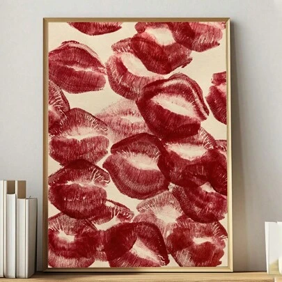1pc, Hot Red Lips Wall Art, Vibrant And Fashionable Sexy Red Lip Print Decor Room, College Style Aesthetic, Vintage Poster Canvas Print, Minimalism Canvas Painting, Suitable For Home Decoration, Bar Cart, Cafe, Patio, Club, Music Room, Birthday Gift, Living Room, Bedroom, Living Room, Home Office, Kitchen, Bathroom Decoration, The Perfect Gift For Your Friends, Wall Decoration Gift 20*28 Inch, Unframed