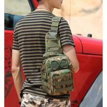 STAR SHOP Military Backpack Crossbody Bag Men's Side Bag Chest Shoulderbag - Army Green - View 4