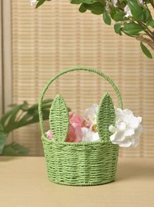 1 件复活节兔子篮子杂物收纳盒编织花篮野餐篮复活节篮子适用于家庭花园派对露营厨房户外装饰 - 1pc - 查看 9