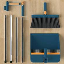 Long Handled Dustpan And Brush Set Strong Metal Handle Dust Pan & Broom Sweeper - Navy Blue - View 6