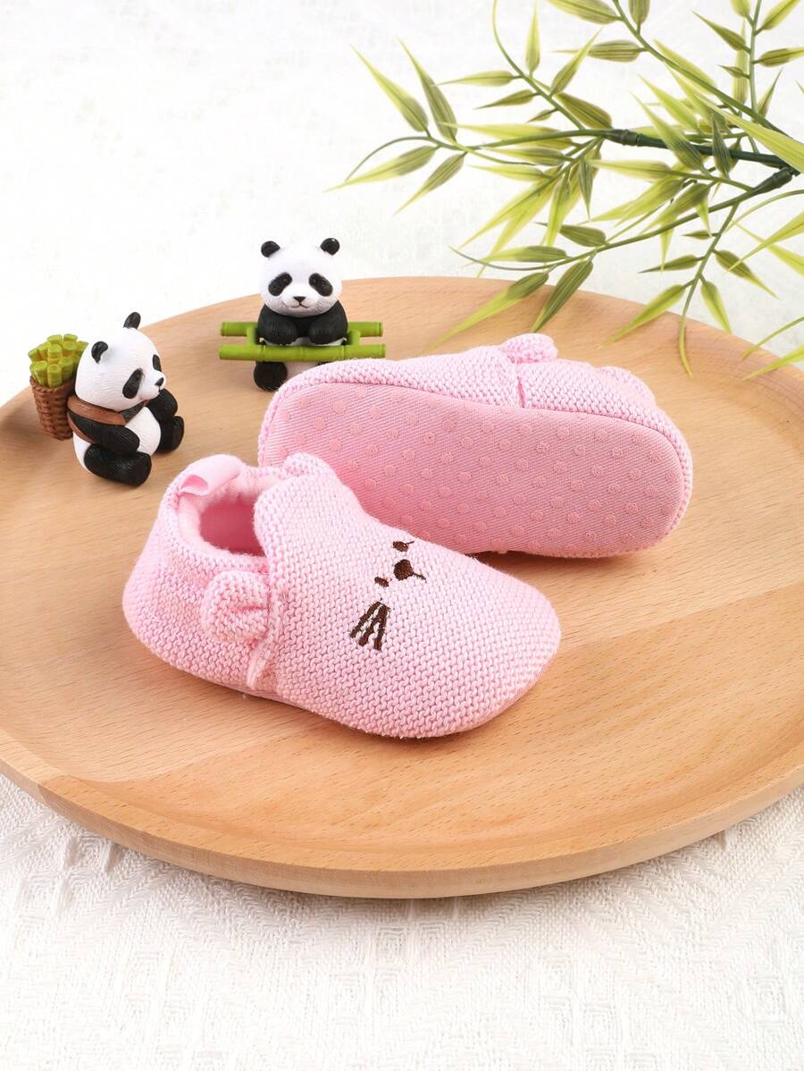 1 paire de chaussures plates élastiques pour bébés avec design de souris de dessin animé, convient pour les tout-petits de 0 à 1 an, adapté au printemps, à l'automne, à l'hiver et à l'été