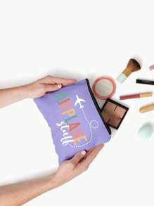 Bedrukt met vliegtuigpatronen Canvas cosmetische tas, inclusief bedrukt met de letters 'Vliegtuig Stull', opvouwbare cosmetische tas met rits, gemakkelijk schoon te maken, veelzijdige make-uptas voor reis- en vakantiecadeaus, draagbaar, voor kantoor- en schoolbenodigdheden Make-uptas Reisbenodigdheden Make-uptas Vakantiebenodigdheden Make-uptassen Make-uptas Make-uporganizer Winterluipaardprint Worsthond Vrouwencadeaus voor vrouwen