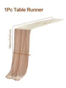 1pc 72*180cm Brown Gauze Table Runner Tablecloth, Wedding Party Supplies Boho Rustic Room Table Decoration Pale Brown Color Table Cover, Birthday Decor, Wedding Bridal Shower Anniversary Babe Shower Party Table DIY Decor, Wedding Gauze,Home Decor, Chair Back Decorative Yarn, Party Favor Birthday Gift Wedding Background Decor