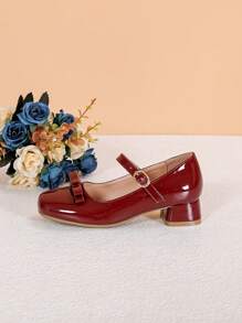 1 Pair Stylish & Versatile Square Toe High Heel Pumps For Girl, Suitable For All Seasons - Red - View 7