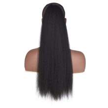 30 英寸抽绳马尾辫柔软自然卷曲直马尾辫接发长意大利 Yaki 合成接发自然黑色，2# - 黑棕色 - 查看 2