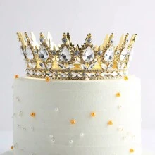 1 pieza Hermosa corona de cristal grande de decoración para tarta, decoración para tarta de cumpleaños