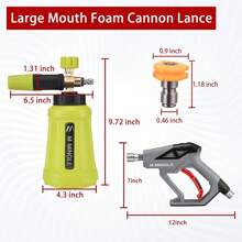 M MINGLE - Pistola de lavado de alta presión, lanzador de espuma, 4,000 PSI con conector rápido de 0.63 cm (1/4 de pulgada), kit de cañón de espuma de lavado de coche con 5 puntas de boquilla, 1 L - pistola de espuma - Ver 2