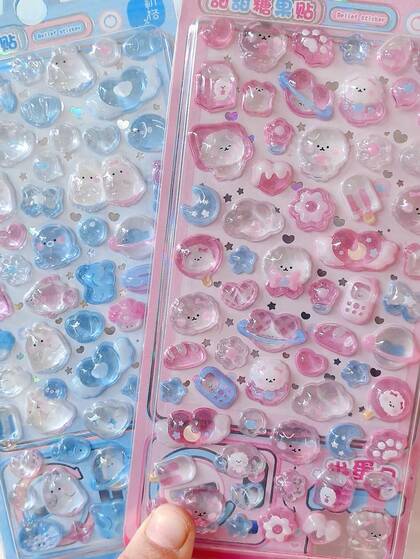 Nayiben 1pc Cartoon 3D Rhinestone Stickers, Cartoon Animal Self-Adhesive Sticker For Scrapbooking And Stationery Decoration, Craft Stickers Suitable For DIY Projects And Office Supplies,School Supplies,Back To School