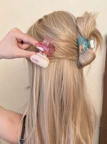 1 件创意透明鱼缸形状发夹，可爱动物鱼和发爪发饰，适合日常佩戴、节日、女孩礼物发夹发夹发夹发夹发夹，爪夹秋冬发饰女士度假装女士 - 彩色 - 查看 5