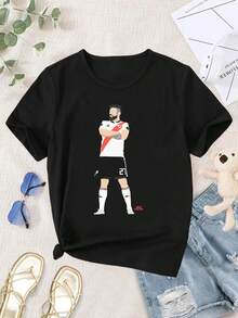 Women's Lucas "Oso" Pratto Libertadores Final T-Shirt - Retro Soccer Jersey Football Fan Apparel - Black - View 1