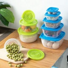 1 套 5 件装塑料彩虹层密封午餐盒，带盖透明食品储存容器，厨房和冰箱收纳盒圣诞礼物