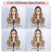 Long Ombre Blonde Wig For Women 24 Inch Middle Part Wavy Women Charming Wigs Realistic Natural Looking Synthetic Heat Resistant Fiber Wig For Daily Party Use - Multicolor - View 6