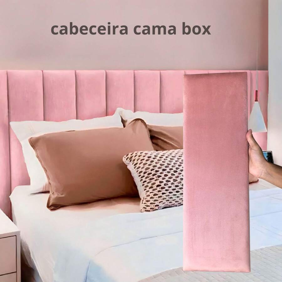 Headboard For Double Bed 60x20 Upholstered Modular Kit 7 Pieces Double-Sided Fixation - Rosa Oxidada - Ver 1