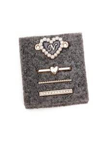 4Pcs/ Set Of Heart Alloy Alphabet Strap Charms Compatible With Apple Watch Band Accessories Decoration For Smart Watch Band Series Charms