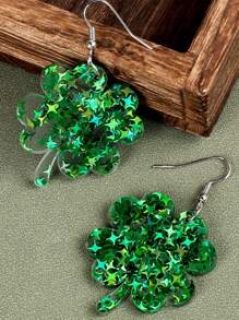 1 Cặp Hoa tai treo Acrylic hình cỏ ba lá xanh, Phong cách cổ điển dễ thương, Móc thép không gỉ, Không mạ, Không khảm, Phù hợp cho mọi mùa Phụ kiện cho các bữa tiệc & lễ kỷ niệm - Nhiều màu - Xem 6