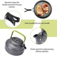 Camping Cookware Set Of 12 Camping Stove Aluminum Pot Pans Kit  With Cup Fork Spoon Knife For Hiking Picnic Outdoor - Grey - View 3