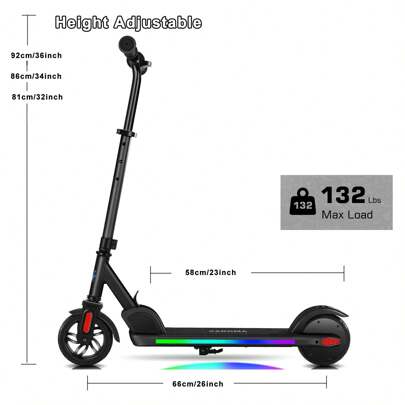COBIZI E-Scooter  180W Motor Bis Zu 16 km/h Elektroroller Mit Bunten Lichtern LED-Anzeige Einstellbare Geschwindigkeit Und Höhe Faltbarer Elektroroller Outdoor Elektroroller