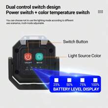 1 pièce Lampe de travail COB avec chargement Type-C, 3 sources de lumière, porte-clés lampe de poche multifonction portable pour le camping en extérieur