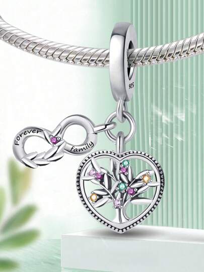 1st 925 Sterling Silver Fashionabla Zirconia Infinite Love Charm Pärla För Kvinnor Passande Armband Armband Gör-det-själv smycken Göra Flickvän present Fina Damsmycken