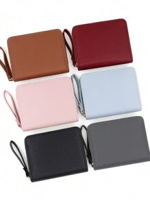 Zipper Coin Purse, Girl's Compact Large Capacity Wallet, Multi-Card Slots Ultra Thin Minimalist Card Case