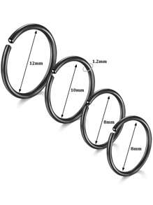 AVYRING 4Pcs Nose Rings Hoops Stainless Steel Earrings Piercing Hoops Jewelry For Men Women,Nose Rings Hoops Snug 22G 20G 18G 16G Stainless Steel Nose Septum Tragus Earring Lip Nostril Piercing Jewelry For Women Men,Diameter 6/8/10/12mm - Multicolor - View 20