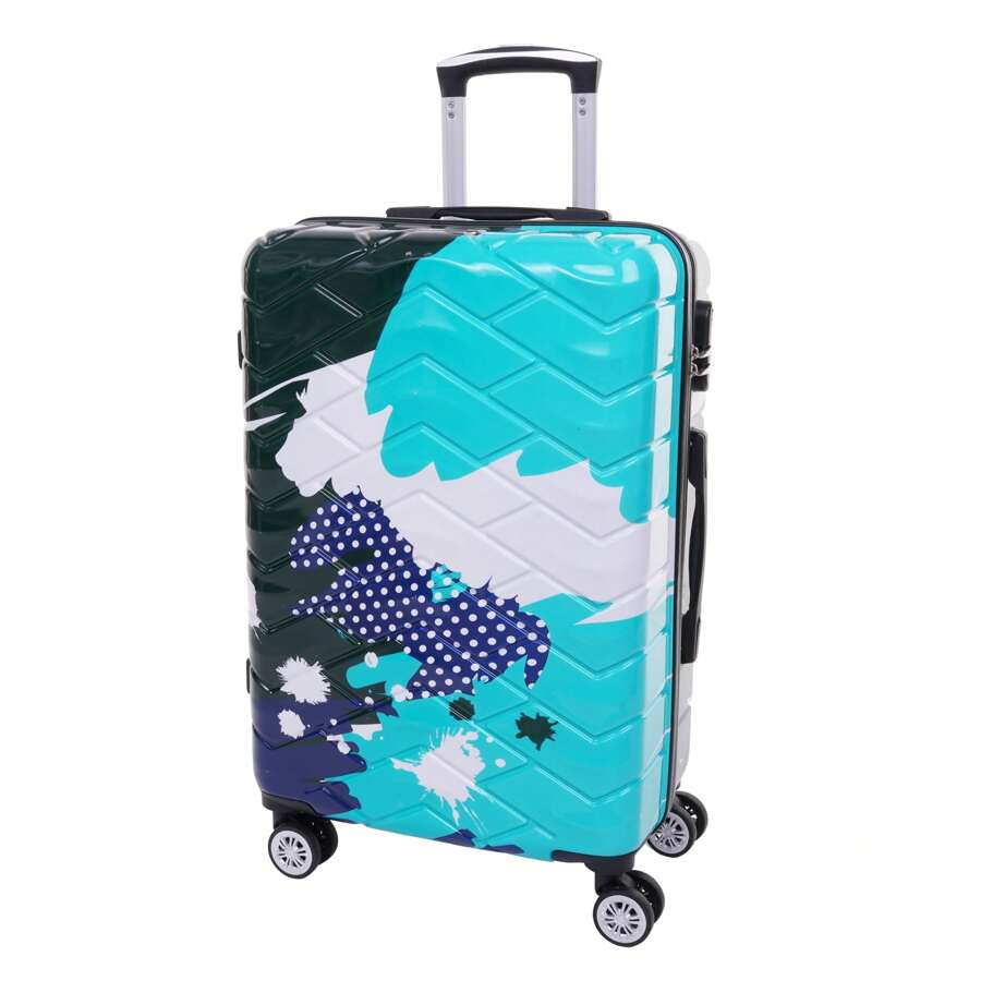New Graffiti Color PC Material Unisex Suitcase Boarding Case Checked Password Box - Green - View 1