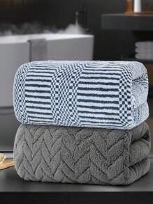 2pcs Towel Set - 70x140cm/27.56x55.12 Inch - Made Of Coral Fleece - Absorbent Quick-Dry, Non-Shedding, Non-Fading - Ultra Soft & Skin-Friendly - With Hanging Loop For Easy Hanging - Bath Towels For Bathroom, Bedroom, Pool, Gym, Camping, Holidays - Wheat Ear & Ionic Lucky Pattern Solid Abstract Design - Suitable For All Seasons Mother's Day Flowers, Personalized Gifts For Mom, Last Minute Gifts, Mother's Day Ideas, Mothering Sunday Gifts, Handmade Cards For Mum, Best Mother's Day Gifts Under $50