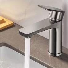 Luxury Stainless Steel Bathroom Sink Faucet, Brushed Gray - 灰色 - 查看 4