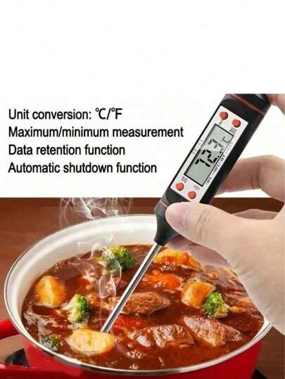 1pc Digital Instant Read Thermometer - Multifunctional, Precise Probe Ideal For Meat, BBQ, Milk And Candy, Great For Home And Professional Use