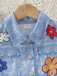 3pcs/Set Girls Summer Outfit, Includes Elegant Butterfly Print Short Sleeve Collared Blouse With Lace Detail, Elastic Waist Pants, And Camisole Undershirt, Suitable For Vacation And Travel, Spring/Summer - Blue - View 4