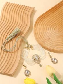 女士项链耳环套装，流行首饰套装，复古宫廷风格，新娘婚礼派对项链耳环套装