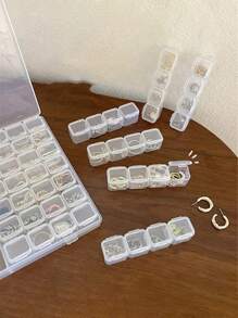 1 件可拆卸 56 格塑料透明珠宝收纳盒，桌面收纳盒，适用于小配件返校 - 彩色 - 查看 3