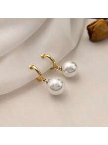 1 paire de boucles d'oreilles à créoles en faux perles , boucles d'oreilles clip-on avec des boucles d'oreilles en silicone élégantes haut de gamme, cadeau d'anniversaire pour les femmes