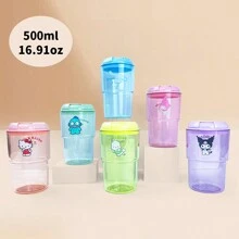 Miniso Cốc cà phê lạnh di động 500ml/16.91oz hình nhân vật Sanrio - Cốc giữ nhiệt hình hoạt hình dễ thương (1 chiếc) - Màu vàng - Xem 9