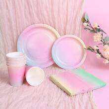 10pcs/20pcs/50pcs, Rainbow Color Party Tableware Set Disposable Paper Plates Napkins Cups. Gold Dot Colored Tableware For Boys Girls Baby Birthday Shower Wedding Party