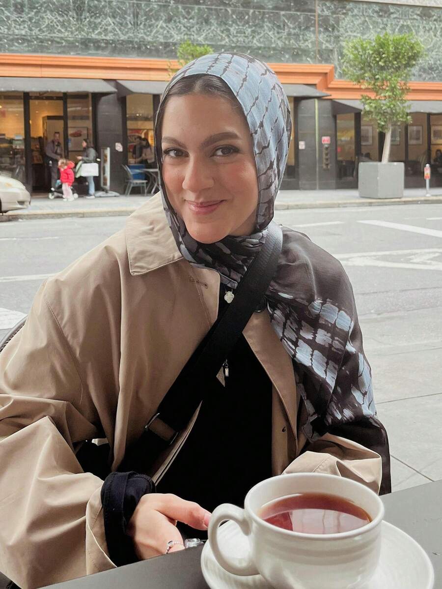 1pc Phụ kiện Abaya cho nữ Phong cách Bohemian Thời trang Sọc In hình học Vela Hijab, Khăn trùm đầu cho trang phục thường ngày dạo phố, Thích hợp cho trang phục hàng ngày mùa thu/đông, Hijab kiểu mẫu - màu đen - Xem 1