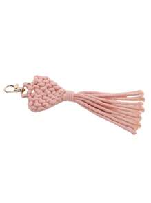 [ Heart Macrame Keychain Charm] Heart Macrame Keychain Weaving Key Chain Ring Purse Bag Backpack Charm Car Hanging Pendant Women Female Gift Bridesmaid Gifts Crochet - Multicolor - View 9