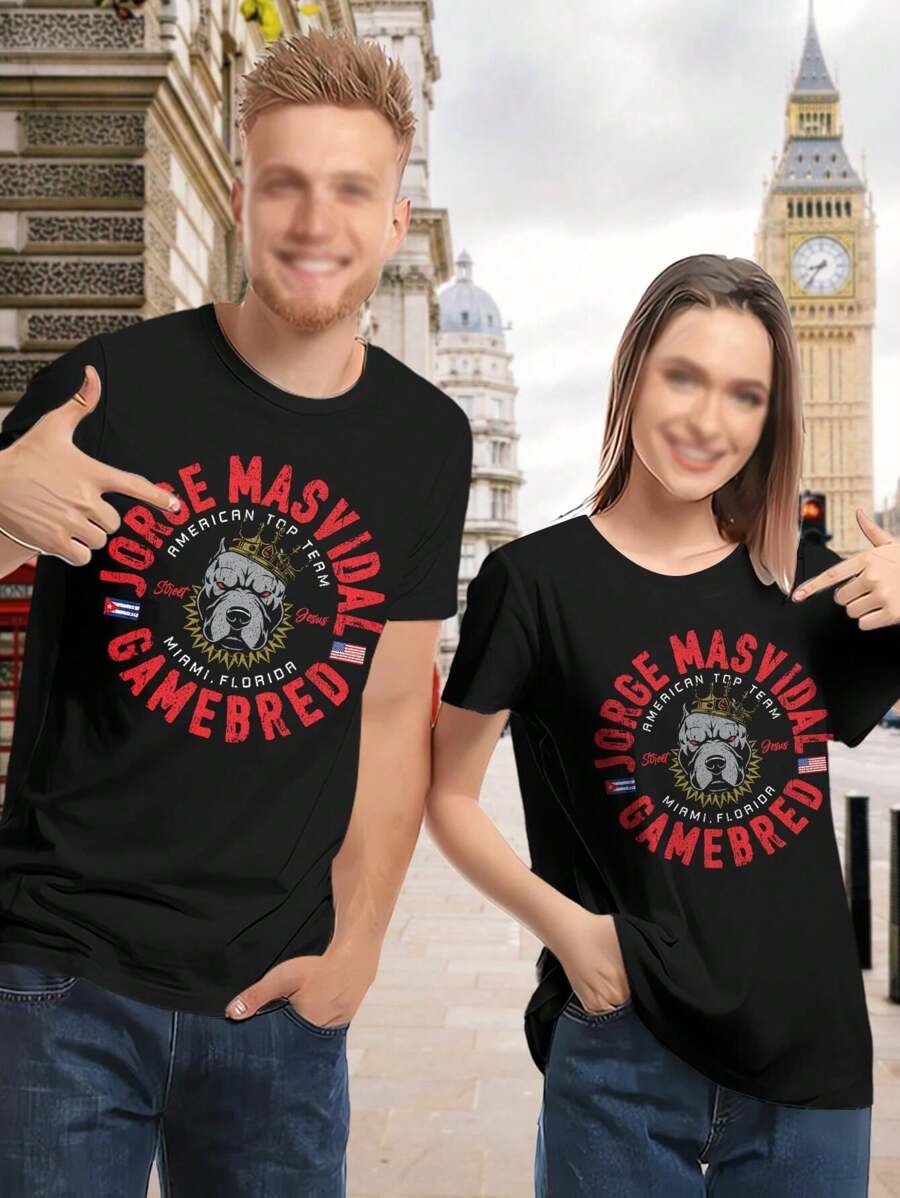 Women's Jorge Masvidal Gamebred T-Shirt - UFC MMA Fan Apparel Graphic Tee Fighting Shirt - 黑色 - 查看 1