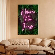 1pc Framed Canvas Poster, Welcome To The Jungle Wall Art Canvas Paintings, Ideal Gift For Bedroom Living Room Corridor, Wall Art, Room Decoration