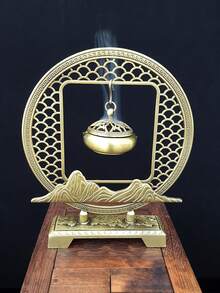 1 pieza, Quemador de incienso de estilo antiguo chino, Quemador de incienso de metal, Adorno artesanal para spa, yoga, meditación, decoración del hogar, decoración de la habitación, regalos - Multicolor - Ver 3