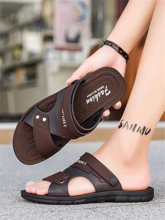 New EVA Outdoor Faux Leather Sandals, Plus Size, Suitable For Beach, Home, Outdoor Walk, Non-Slip, Odor-Resistant, Thick Sole, Comfortable Slippers For Men