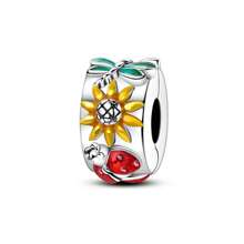 1 件银色闪亮锆石春园优雅金色向日葵花朵瓢虫蝴蝶蜻蜓仓鼠爱心吊坠适合原创手链项链吊坠珠子 DIY 珠宝制作女士女孩日常珠宝礼物 - 銀色 - 查看 20